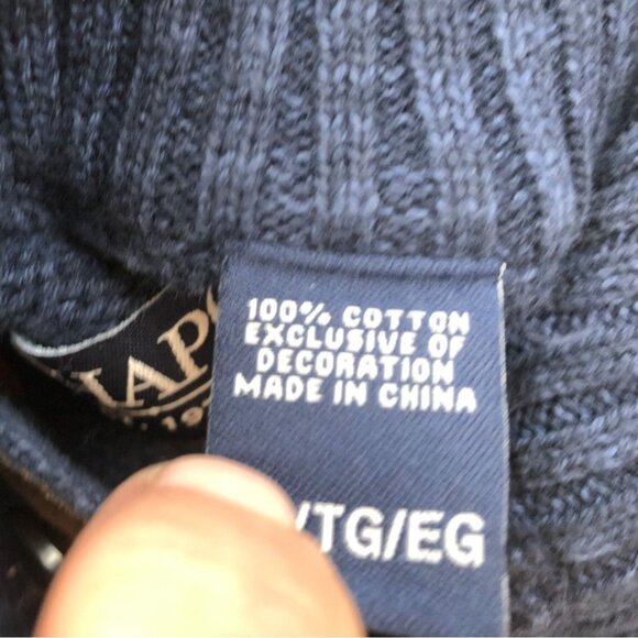 Chaps Mens Sweater Size XL Long Sleeve High Neck Henley Long Sleeve Blue Knit - Picture 7 of 13